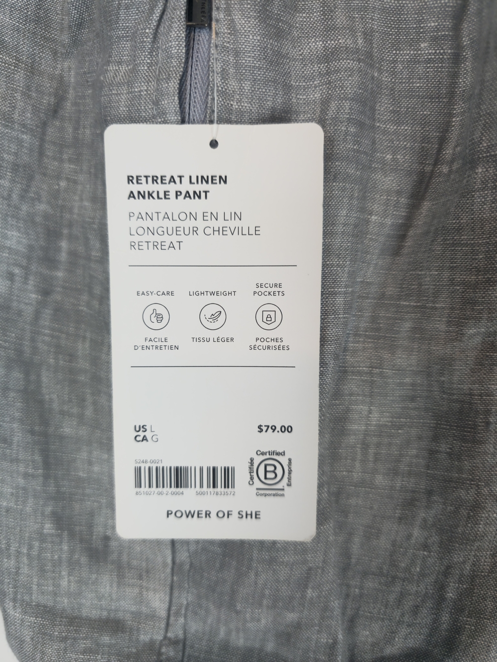 Athleta Gray Linen Pull-On Pants NWT - Picture 5 of 7